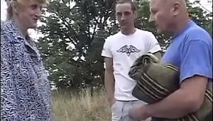 Old man and his grandson fucks granny
